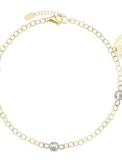 Bratara cu charm Copacul Vietii din aur alb-galben de 14K