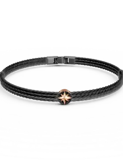 Bratara din otel si aur roz cu diamante negre de 0.08ct