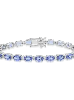 Bratara tennis din aur alb de 14K cu tanzanite de 11.823ct si diamante de 0.234ct