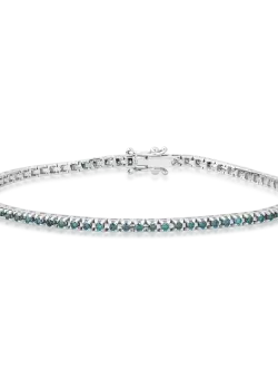 Bratara tennis din aur alb de 18K cu diamante albastre de 1ct