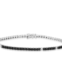 Bratara tennis din aur alb de 18K cu diamante negre de 1.95ct si diamante transparente de 0.15ct
