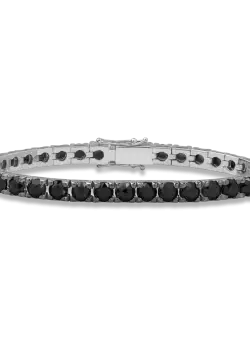 Bratara tennis din aur alb de 18K cu diamante negre de 12ct
