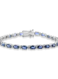 Bratara tennis din aur alb de 18K cu safire de 9.2ct si diamante de 0.3ct