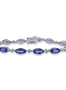 Bratara tennis din aur alb de 18K cu tanzanite de 13.52ct si diamante de 0.21ct