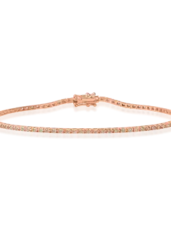 Bratara tennis din aur roz cu diamante maro de 0.7ct