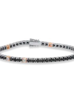 Bratara tennis din aur roz-negru cu diamante de 6.6ct