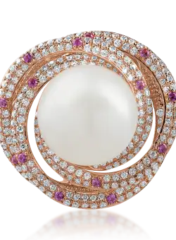 Brosa din aur roz cu pietre pretioase si semipretioase de 15.05ct
