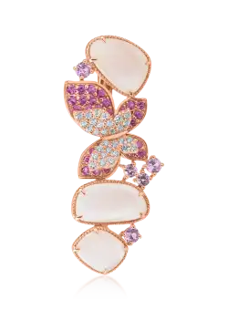 Brosa fluture din aur roz cu pietre pretioase si semipretioase de 6.1ct