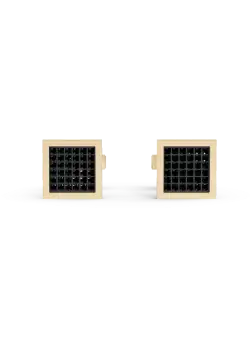 Butoni din aur galben cu zirconii negre