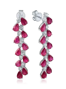 Cercei candelabru din aur alb cu rubine de 7.4ct si diamante de 0.9ct