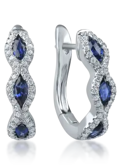 Cercei cu tortite din aur alb cu safire si diamante de 1.1ct