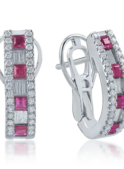 Cercei din aur alb cu rubine de 0.52ct si diamante de 0.44ct
