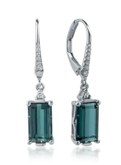 Cercei din aur alb cu turmaline de 3.01ct si diamante de 0.08ct