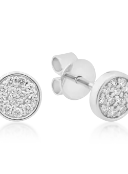 Cercei din aur alb de 14K cu diamante de 0.141ct