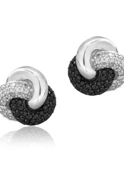 Cercei din aur alb de 14K cu diamante negre de 0.41ct si diamante de 0.37ct