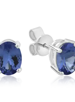 Cercei din aur alb de 14K cu tanzanite de 2.43ct