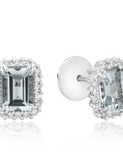 Cercei din aur alb de 18K cu aquamarine de 1.85ct si diamante de 0.46ct