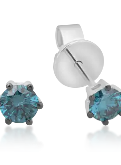 Cercei din aur alb de 18K cu diamante albastre de 0.6ct
