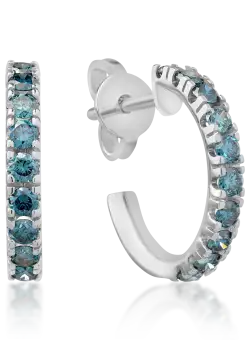 Cercei din aur alb de 18K cu diamante albastre de 0.8ct