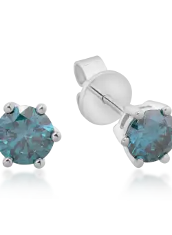 Cercei din aur alb de 18K cu diamante albastre de 0.8ct