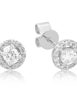 Cercei din aur alb de 18K cu diamante de 0.342ct