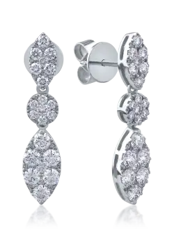 Cercei din aur alb de 18K cu diamante de 1.97ct
