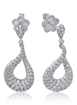 Cercei din aur alb de 18K cu diamante de 2.01ct