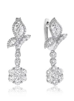 Cercei din aur alb de 18K cu diamante de 2.03ct