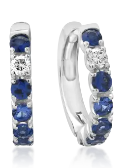 Cercei din aur alb de 18K cu safire de 0.8ct si diamante de 0.1ct