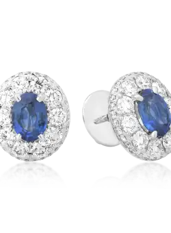 Cercei din aur alb de 18K cu safire de 2.35ct si diamante de 2.49ct