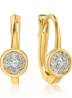 Cercei din aur galben cu diamante de 0.2ct