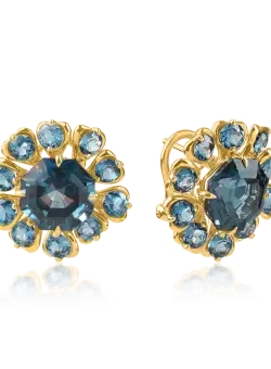 Cercei din aur galben cu topaze london blue de 13.6ct