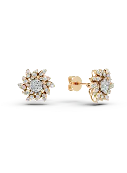 Cercei din aur galben de 14K cu diamante de 0.5ct