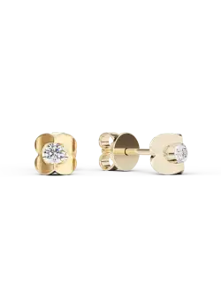 Cercei din aur galben de 18K cu diamante de 0.1ct