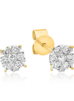 Cercei din aur galben de 18K cu diamante de 0.2ct