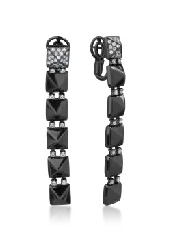 Cercei din aur negru de 18K cu diamante de 0.85ct