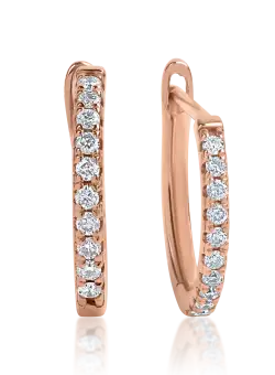 Cercei din aur roz cu diamante de 0.2ct
