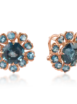 Cercei din aur roz cu topaze london blue de 14.9ct