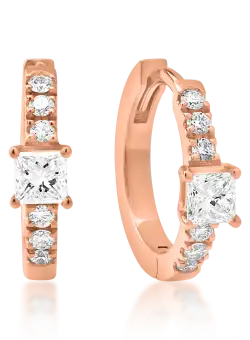 Cercei din aur roz de 18K cu diamante de 0.19ct