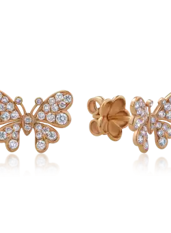 Cercei din aur roz de 18K cu diamante de 0.61ct