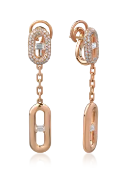 Cercei din aur roz de 18K cu diamante de 1.4ct