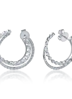 Cercei dubli on ear din aur alb cu diamante de 3.3ct