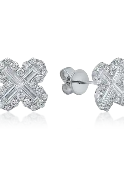 Cercei floare din aur alb cu diamante de 1.1ct