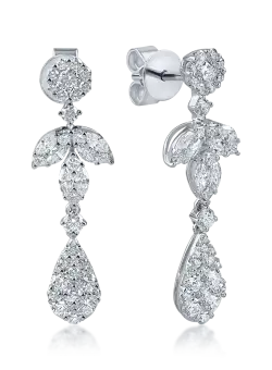 Cercei geometrici din aur alb cu diamante de 2.45ct