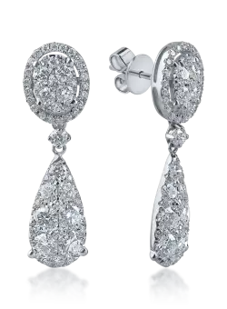Cercei geometrici din aur alb cu diamante de 2.8ct