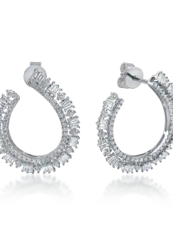 Cercei geometrici din aur alb cu diamante de 2ct