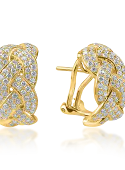 Cercei geometrici din aur galben cu diamante de 1.37ct