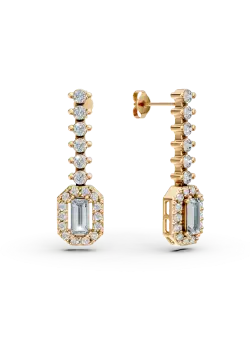 Cercei geometrici din aur galben cu zirconii