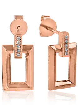 Cercei geometrici din aur roz cu diamante de 0.026ct