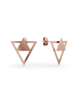 Cercei geometrici din aur roz de 14K